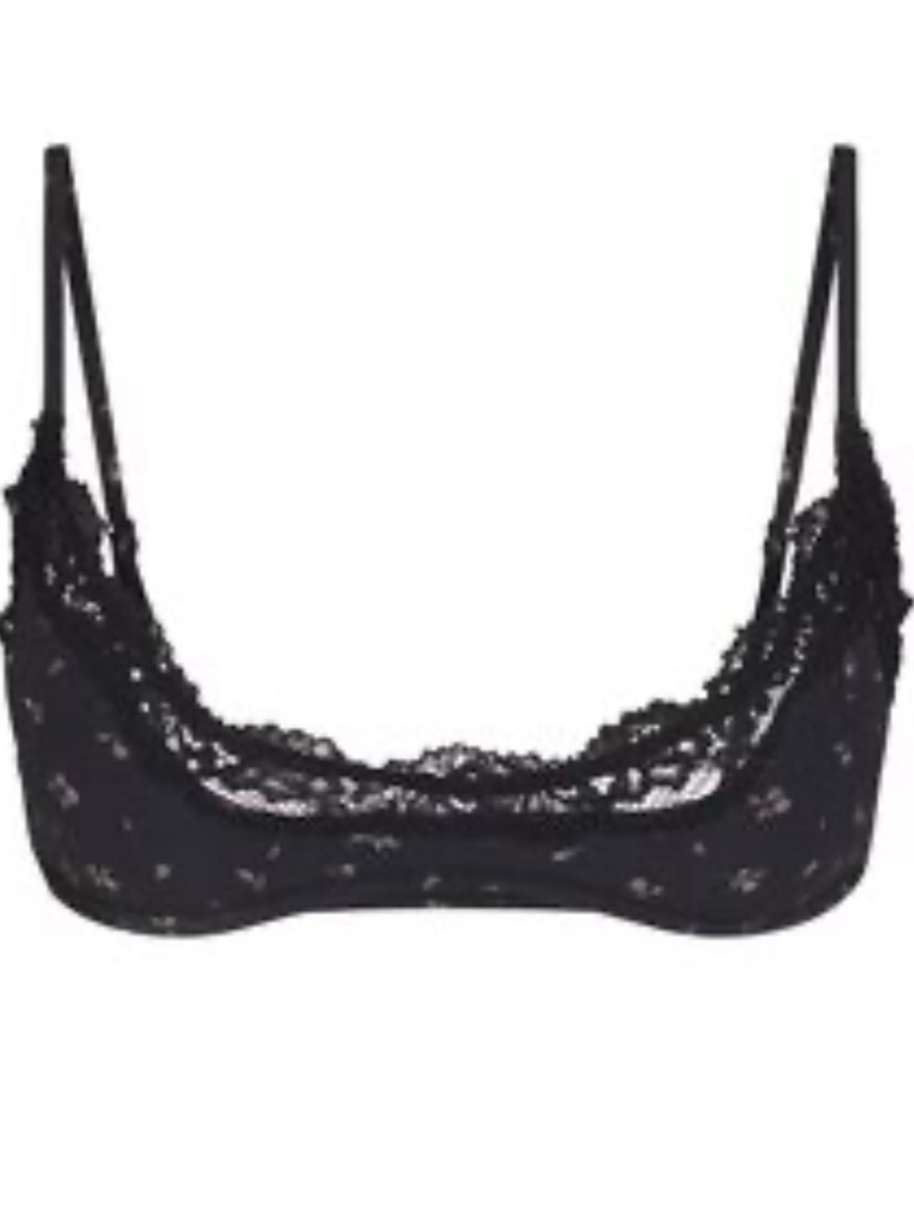SKIMS Fits Everybody LACE SCOOP BRALETTE | ONYX ROSEBUD PRINT size small